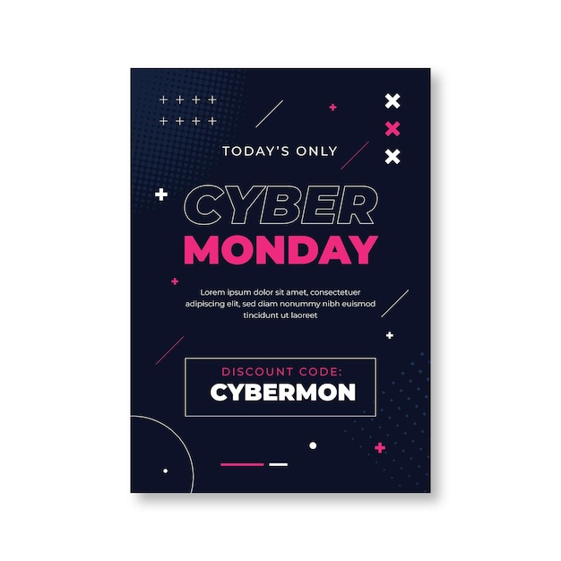 Kostenloser Vektor flache vertikale postervorlage für cyber monday