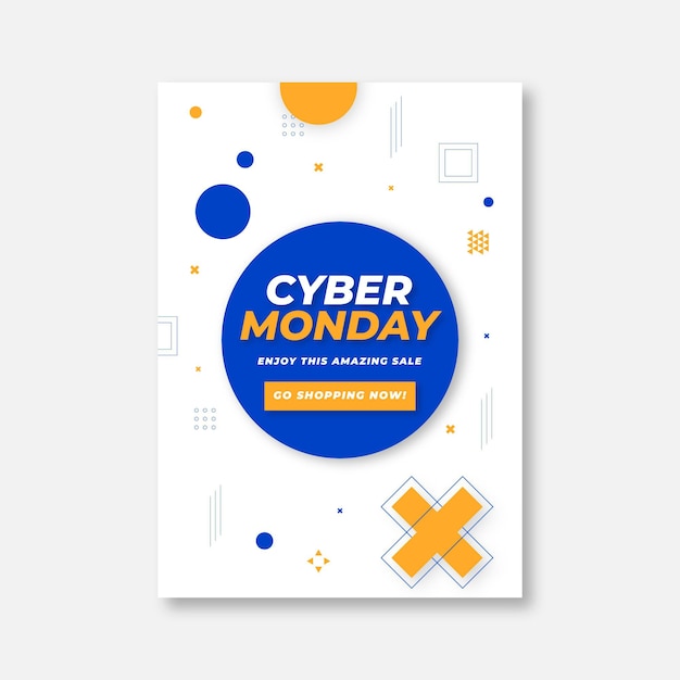 Kostenloser Vektor flache vertikale postervorlage für cyber monday