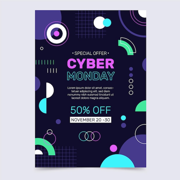 Flache vertikale postervorlage für cyber monday