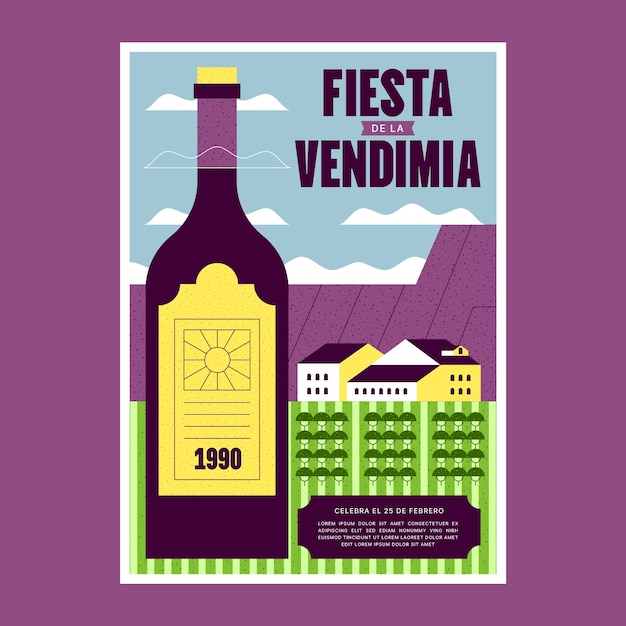 Flache vertikale Postervorlage für die argentinische fiesta de la vendimia