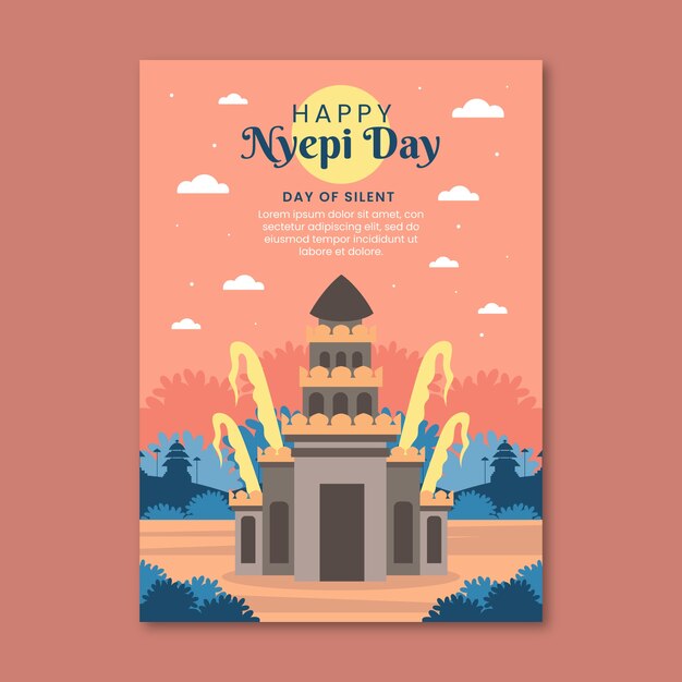Flache vertikale Postervorlage für Nyepi