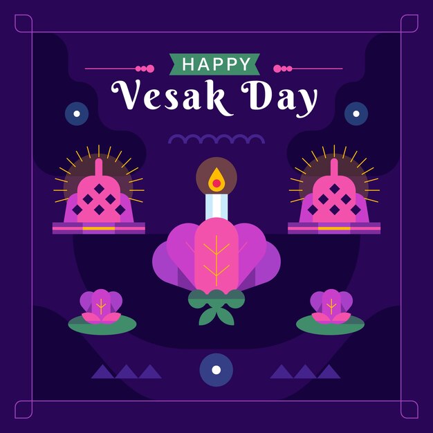 Flache Vesak-Illustration