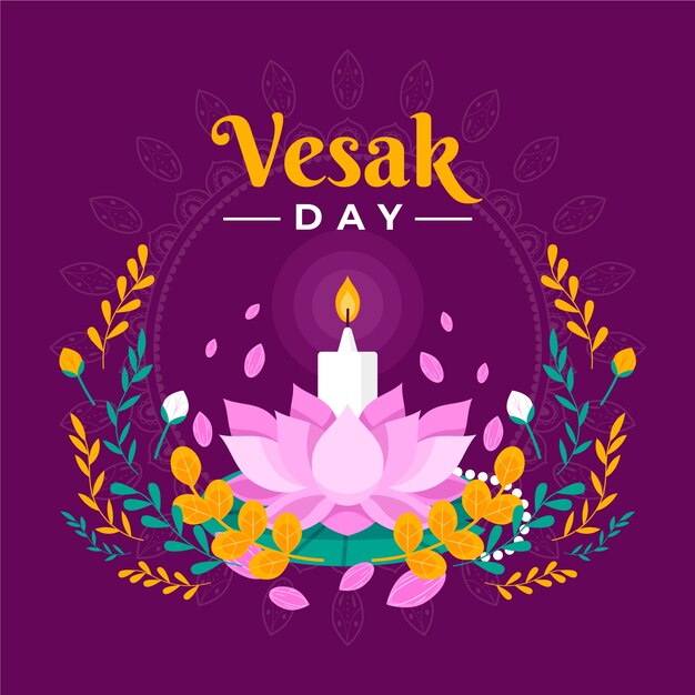 Flache vesak-tagesillustration