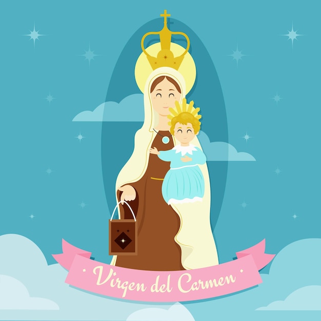 Flache virgen del carmen illustration