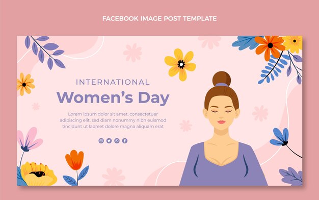 Flache Vorlage für Social-Media-Beiträge zum internationalen Frauentag