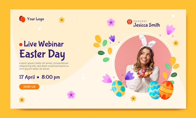 Flache Webinar-Vorlage für die Osterfeier