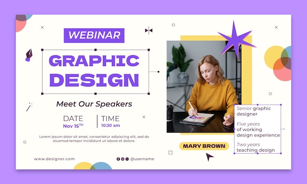 Flache Webinar-Vorlage für Grafikdesigner