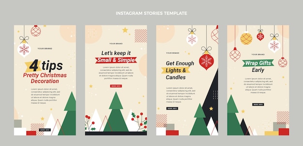 Flache Weihnachts-Instagram-Geschichten-Sammlung
