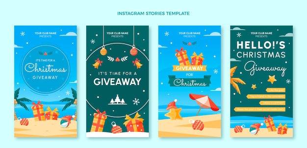 Flache Weihnachts-Instagram-Geschichten-Sammlung