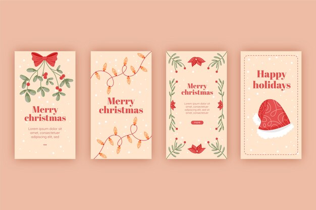 Flache Weihnachts-Instagram-Geschichten-Sammlung