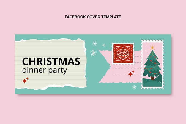 Flache Weihnachts-Social-Media-Cover-Vorlage