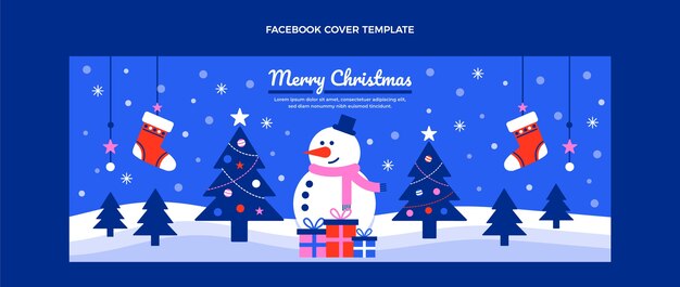 Flache Weihnachts-Social-Media-Cover-Vorlage