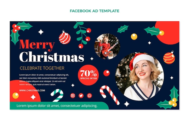 Kostenloser Vektor flache weihnachts-social-media-promo-vorlage