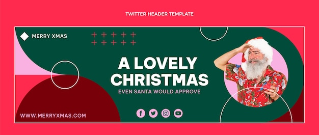 Flache Weihnachts-Twitter-Header-Vorlage