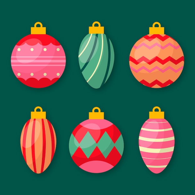 Flache Weihnachtskugel-Ornamente-Kollektion