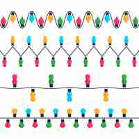 Kostenloser Vektor flache weihnachtslichterkollektion