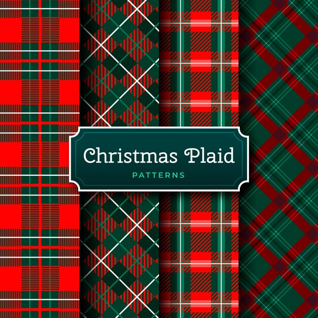 Flache Weihnachtsplaidmustersammlung