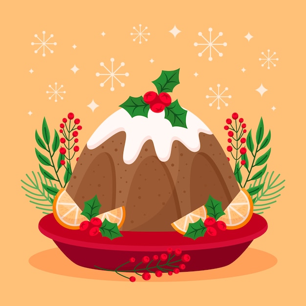 Flache weihnachtspuddingillustration