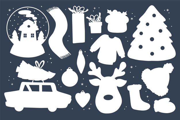 Flache Weihnachtssilhouette