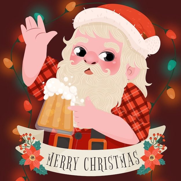 Flache weihnachtszeit-bierillustration