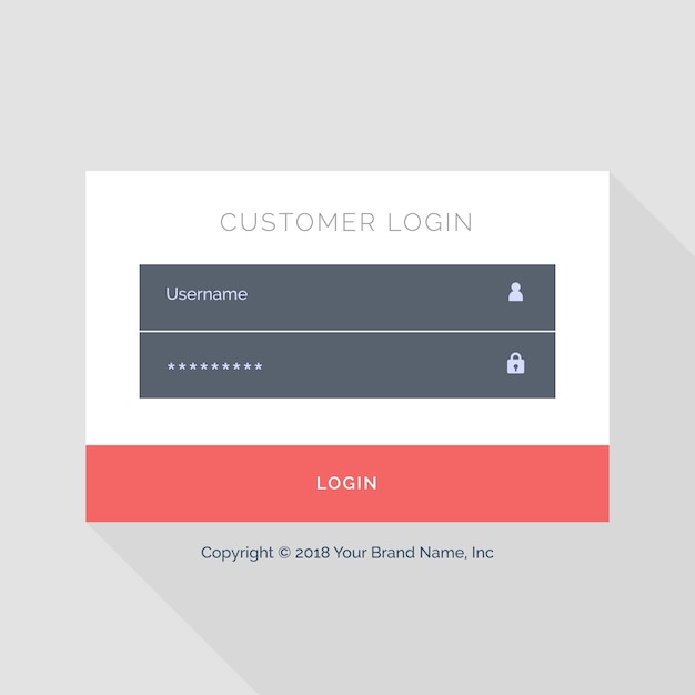 Flache weißes login-formular ui template-design