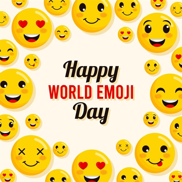 Flache Welt Emoji Tag Illustration