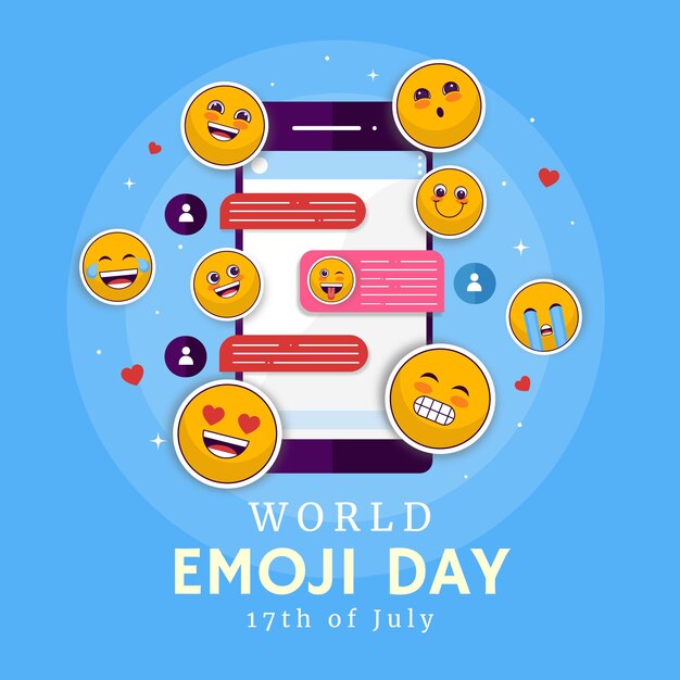 Flache Welt-Emoji-Tagesillustration