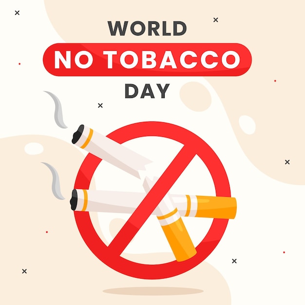 Flache Welt kein Tabak Tag Illustration