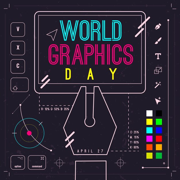 Flache Weltgrafik-Tagesillustration