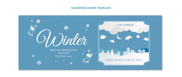 Kostenloser Vektor flache winter-social-media-cover-vorlage