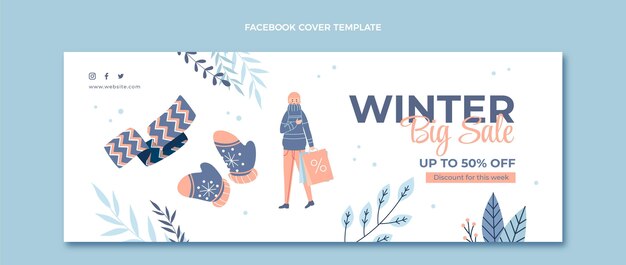 Flache Winter-Social-Media-Cover-Vorlage