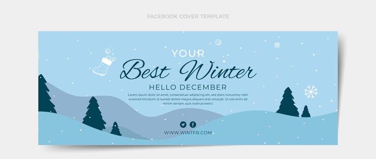 Kostenlose Vektor flache winter-social-media-cover-vorlage