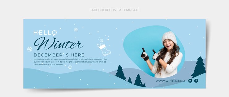 Kostenlose Vektor flache winter-social-media-cover-vorlage