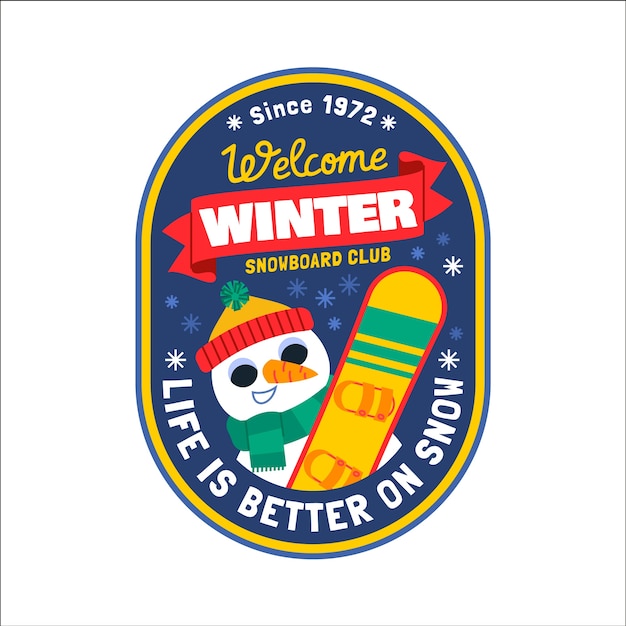 Kostenloser Vektor flache wintersaison-feier-logo-vorlage