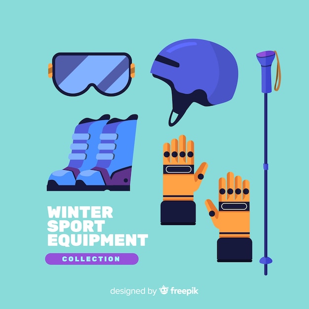 Flache wintersportausrüstung