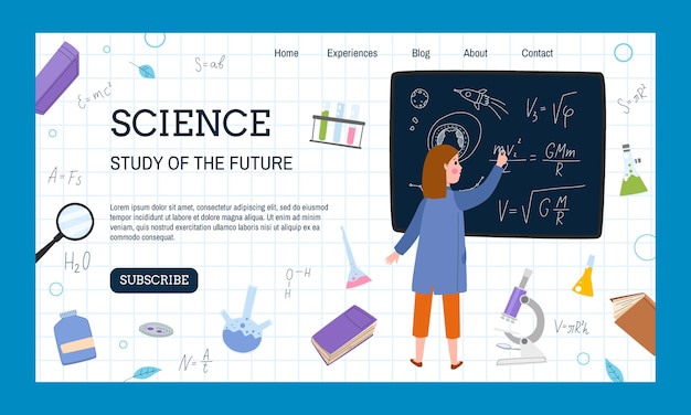 Flache wissenschaftliche zielseitenvorlage