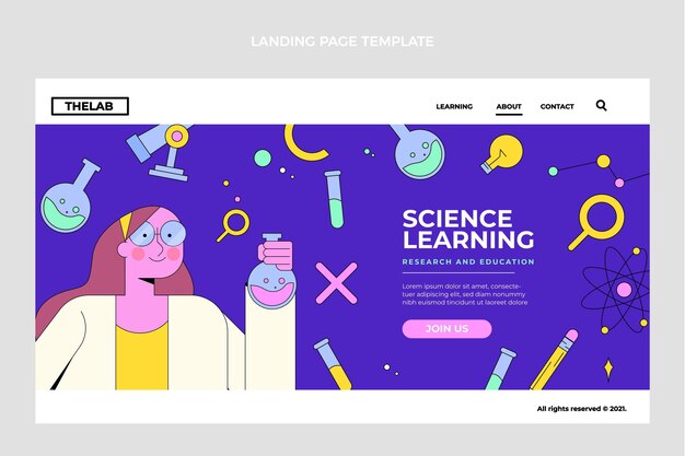 Kostenloser Vektor flache wissenschafts-landingpage