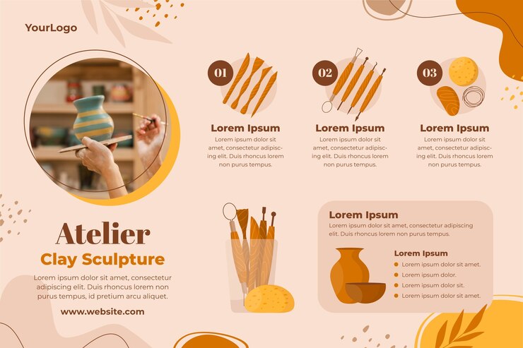 Kostenlose Vektor flache workspace-atelier-infografik-vorlage
