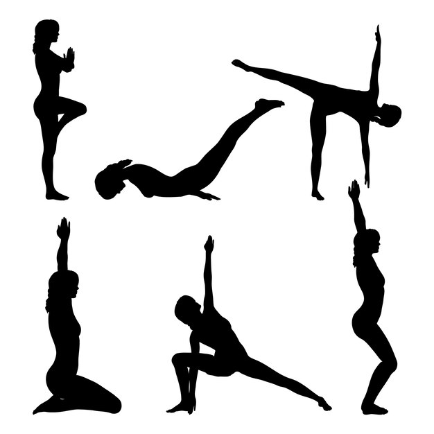 Flache Yoga-Posen-Sammlung für den internationalen Yoga-Tag