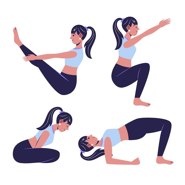 Flache yoga-posen-sammlung