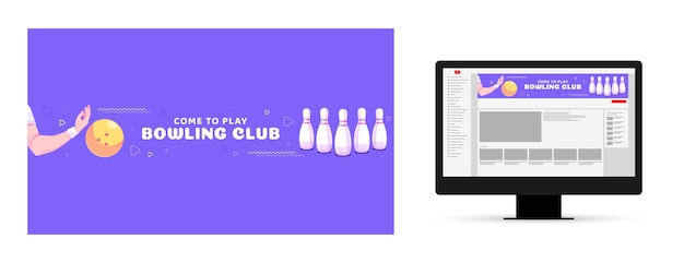 Flache youtube-kanalgrafik für bowlingturnier