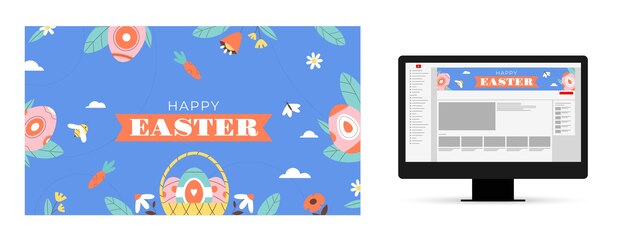 Kostenloser Vektor flache youtube-kanalkunst zu ostern