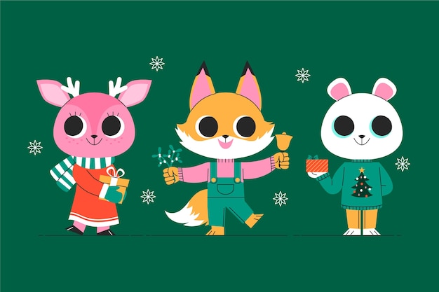 Flache zeichentrickfiguren-illustration für die weihnachtsfeier