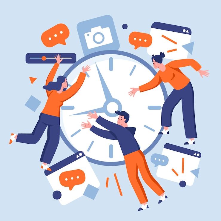 Kostenlose Vektor flache zeitmanagement-konzeptillustration
