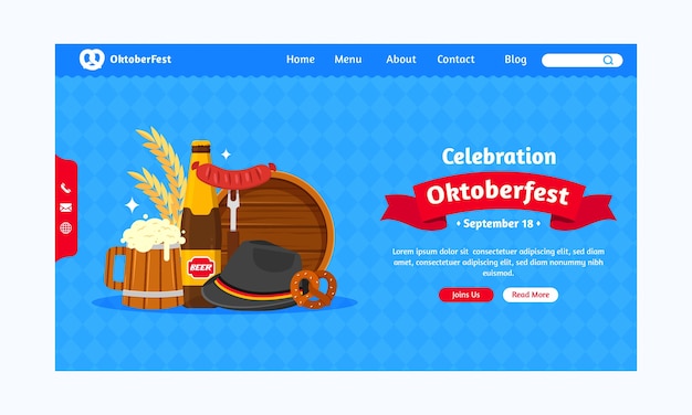 Kostenloser Vektor flache zielseitenvorlage für das oktoberfest