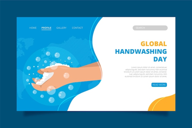 Kostenloser Vektor flache zielseitenvorlage für den globalen handwaschtag