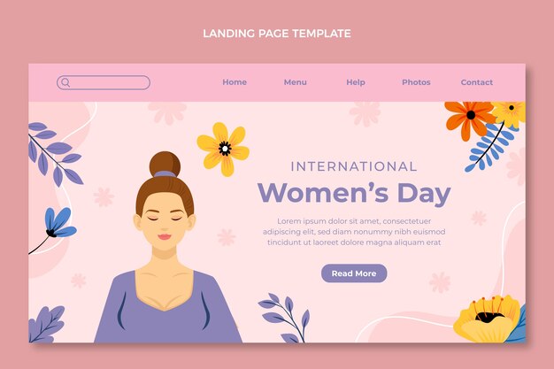 Flache Zielseitenvorlage für den internationalen Frauentag