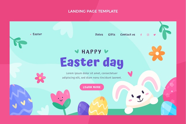 Kostenloser Vektor flache zielseitenvorlage für ostern