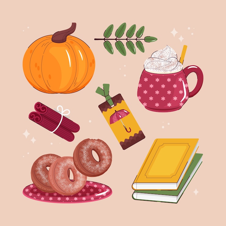 Kostenlose Vektor flachelemente-kollektion zur feier der herbstsaison