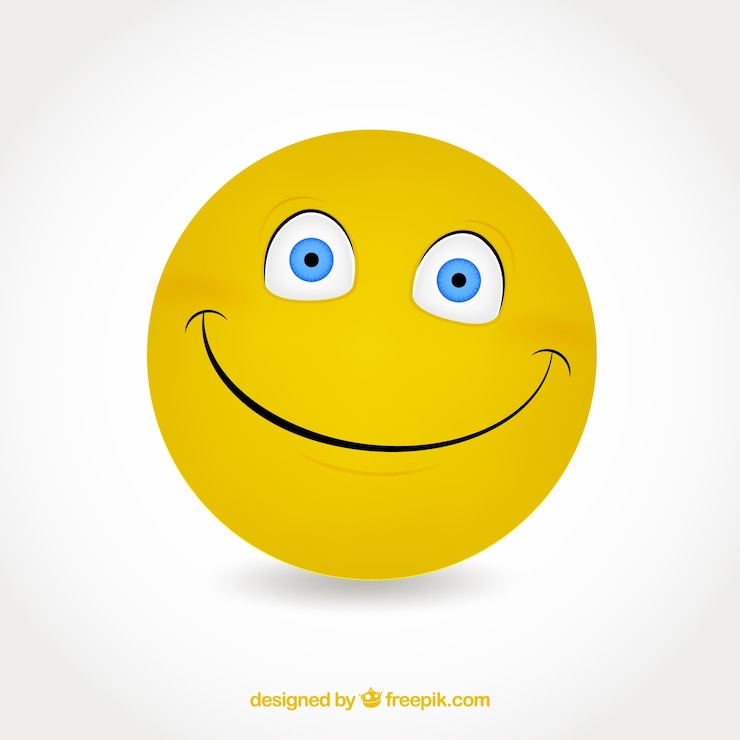 Kostenlose Vektor flachen hintergrund der gelben lächelnden emoticon